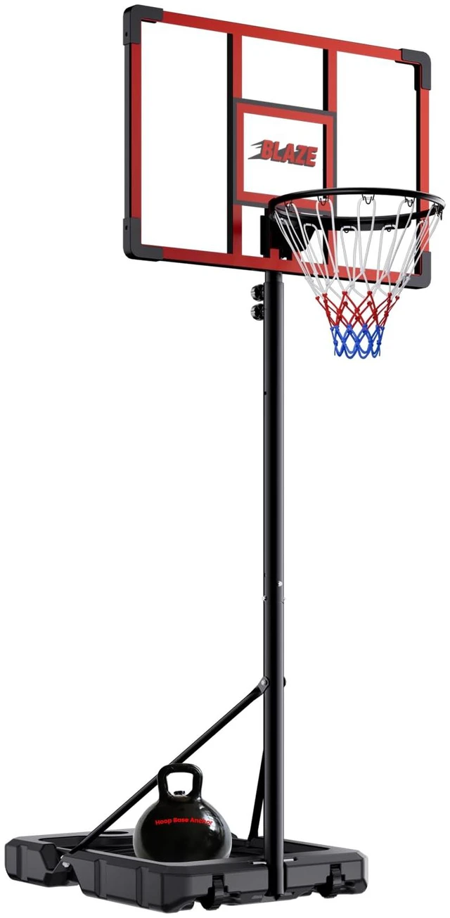 Main image of Portable Basketball Hoop 4.18.5FT Adjustable, 32" Shatterproof Backboard, Fillable Base with Weight Bag & Wheels, Outdoor Basketball Goal for Kids & Teens Backyard Driveway(Red)