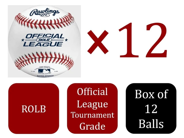 Alt view image 2 of 3 - | OFFICIAL LEAGUE Baseballs | Tournament Grade | Leather Cover | ROLB | Ages 14U | Game/Practice Use | 12 Count