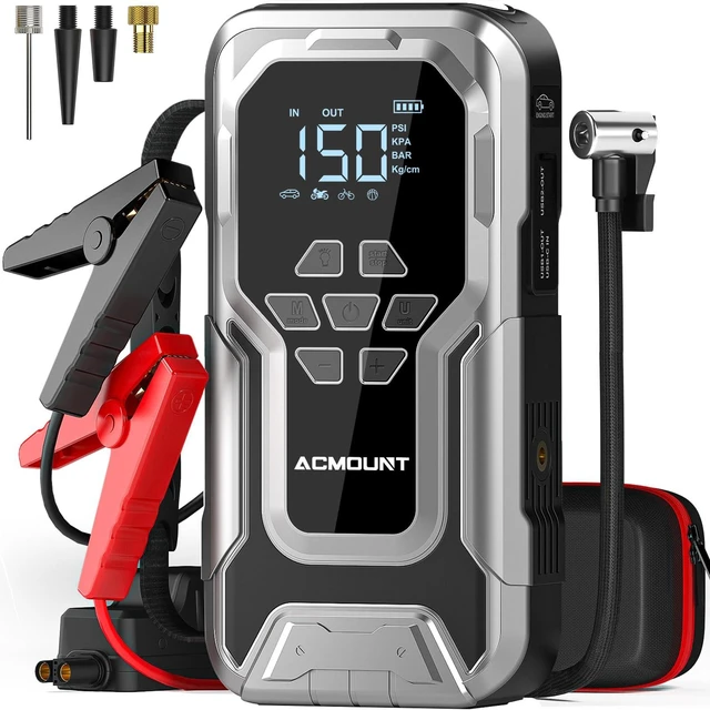 Main image of D18 6000A Jump Starter with Air Compressor 150PSI, 12V Jump Box | Car Jumper Starter Portable(All Gas/10.0L Diesel) with Jump Cables, Tire Inflator, 800LM Flashlight, Power Bank, Gift for Men