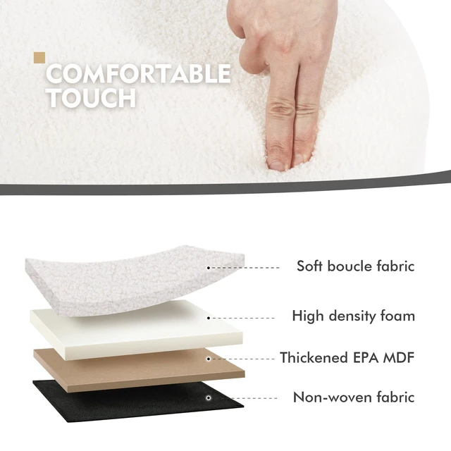 Alt view image 3 of 7 - Round Storage Ottoman Set of 2, Cream Boucle Stools with Tray | Round Ottoman with Removable Tray and Hidden Storage for Bedroom, Living Room or Dorm