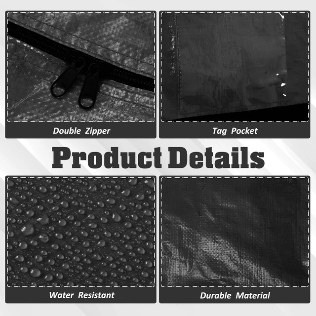 Alt view image 3 of 7 - 4 Pcs 194 Gallon Extra Large Moving Bags Heavy Duty Storage Bag | with Strong Zipper Handle Foldable XXL Jumbo Storage Tote Packing Moving Box for College Dorm Travel Cloth Duffle (Black)