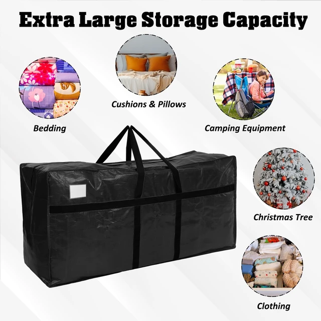 Alt view image 4 of 7 - 4 Pcs 194 Gallon Extra Large Moving Bags Heavy Duty Storage Bag | with Strong Zipper Handle Foldable XXL Jumbo Storage Tote Packing Moving Box for College Dorm Travel Cloth Duffle (Black)