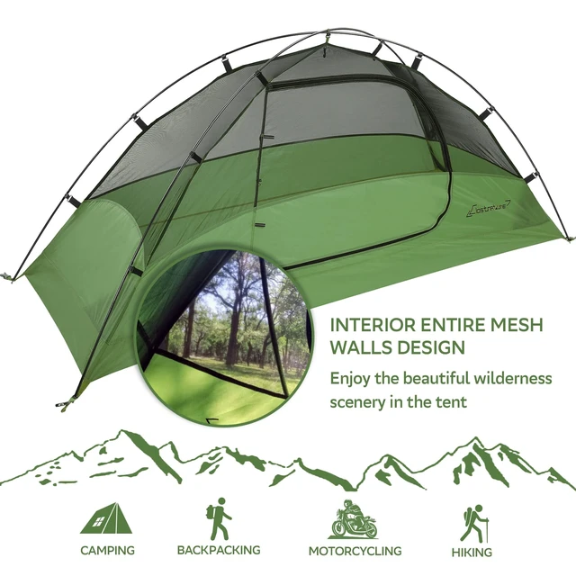 Alt view image 7 of 7 - 3 Person Lightweight Backpacking Tent, Easy Setup Tent | Aluminum Pole, PU 5000, Freestanding, Durable, Waterproof, Ultralight, Compact, 3 Man Camping Tent for Hiking Outdoor
