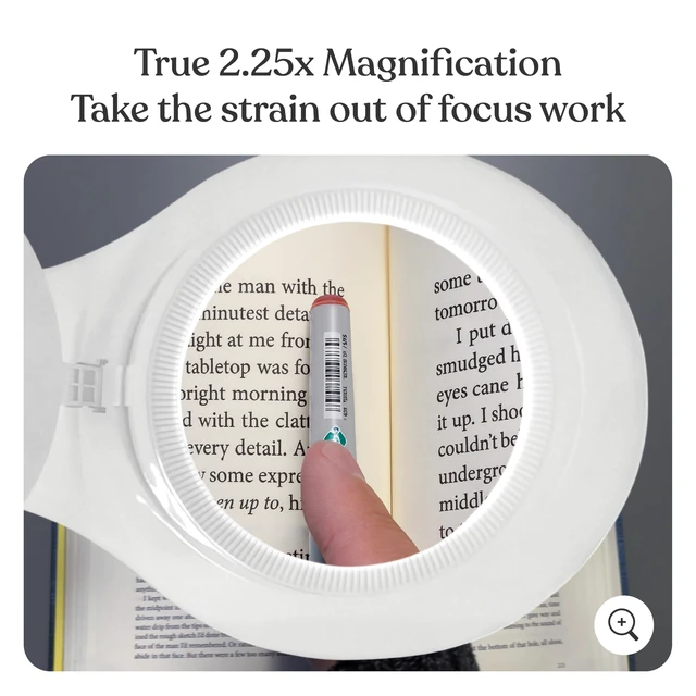 Alt view image 4 of 7 - LightView PRO Magnifying Desk Lamp, 2.25x Light Magnifier, Adjustable Magnifying Glass with Light for Crafts, Reading, Close Work - White