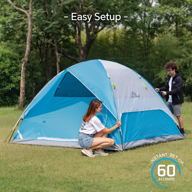 Alt view image 7 of 7 - 5/6 Person Dome Tents for Camping, Lightweight Portable Family Dome Tent, Easy Setup Waterproof Camping Tent for 3 Season, 4 Person Outdoor Tent, Blue