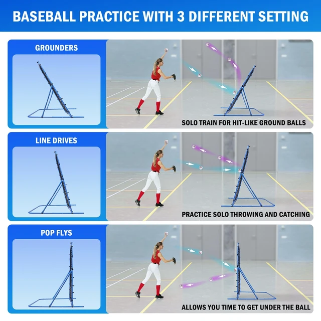 Alt view image 4 of 7 - 6x5FT Soccer Baseball Rebounder Net, Volleyball Softball Rebound Pitch Back | Quick-Switch Angle Soccer Net Training for Control, Passing Practice