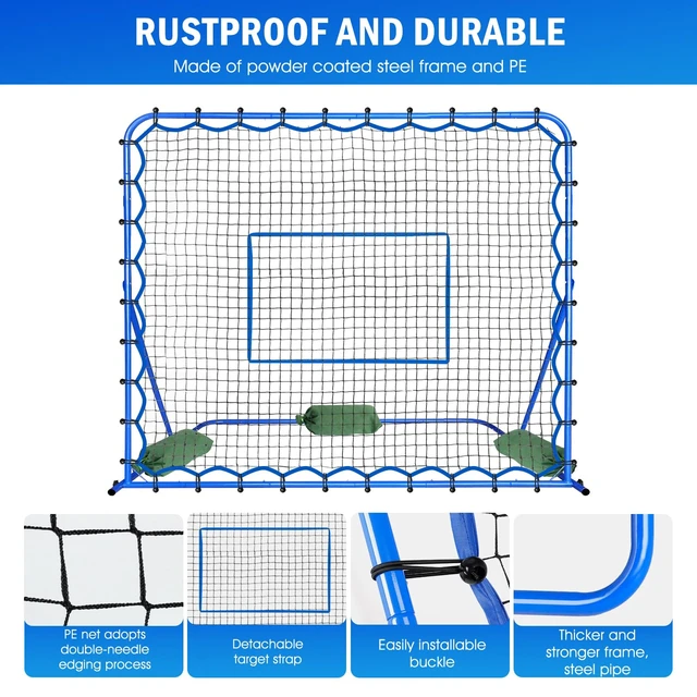 Alt view image 7 of 7 - 6x5FT Soccer Baseball Rebounder Net, Volleyball Softball Rebound Pitch Back | Quick-Switch Angle Soccer Net Training for Control, Passing Practice