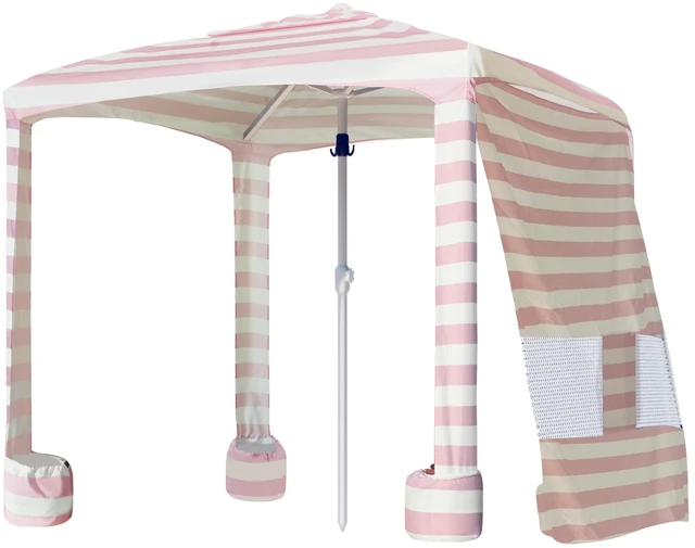 Main image of Beach Cabana, 6.5'×6.5' Beach Canopy, Easy Set up and Take Down, Cabana Tent with Sand Pockets, Instant Sun Shade with Side Wall, Elegant Pink