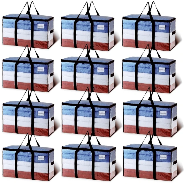 Main image of 12 Pack Clear Extra Large Moving Bags,Storage Bag with Visible Window | 93L Heavy Duty Totes For Storage,Wrap Around Handles,Alternative to Moving Boxes, College Dorm,Perfect for Moving
