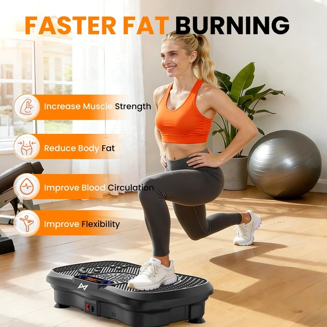 Alt view image 3 of 7 - Vibration Plate Exercise Machine Fitness Platform Body Vibrating Board | Powerful 200W Oscillating 120 Level Curved Design Shake Plate for Lymphatic Drainage Recovery Whole Body Toning With Handles