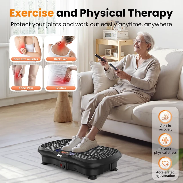 Alt view image 7 of 7 - Vibration Plate Exercise Machine Fitness Platform Body Vibrating Board | Powerful 200W Oscillating 120 Level Curved Design Shake Plate for Lymphatic Drainage Recovery Whole Body Toning With Handles