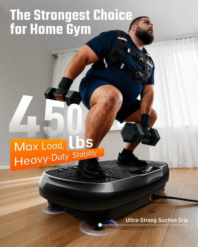 Alt view image 2 of 7 - Vibration Plate Exercise Machine, 3D Whole Body Vibration Platform for Lymphatic Drainage and Muscle Recovery, 450-lb Capacity Fitness Machine with Bluetooth Speaker and LED Display for Home Gym