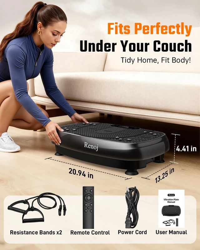 Alt view image 6 of 7 - Vibration Plate Exercise Machine, 3D Whole Body Vibration Platform for Lymphatic Drainage and Muscle Recovery, 450-lb Capacity Fitness Machine with Bluetooth Speaker and LED Display for Home Gym