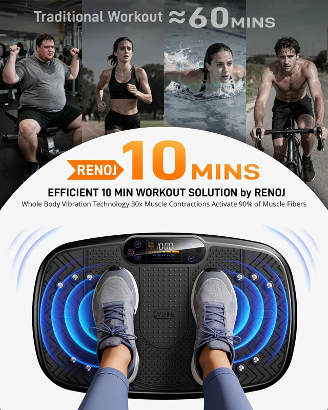 Alt view image 7 of 7 - Vibration Plate Exercise Machine, 3D Whole Body Vibration Platform for Lymphatic Drainage and Muscle Recovery, 450-lb Capacity Fitness Machine with Bluetooth Speaker and LED Display for Home Gym