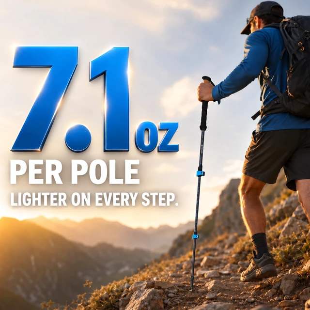Alt view image 3 of 7 - Carbon Fiber Trekking Poles Ultralight Walking Sticks for Hiking | Lightweight Telescopic Poles with Cork Handle, Secure Locks, Snow Baskets for Men, Women, Camping, Backpacking, Snowshoeing
