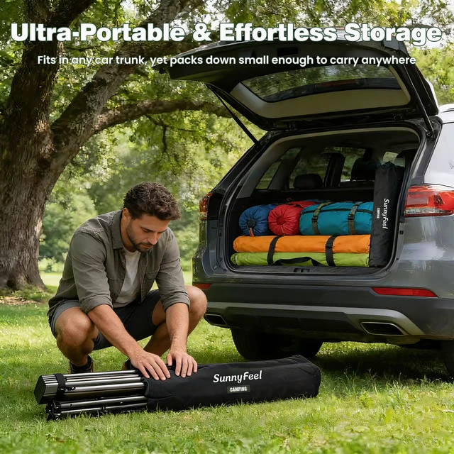 Alt view image 6 of 7 - Aluminum Folding Camping Table, Lightweight Roll Up Portable Foldable Outdoor Table, Seats 4 with Carry Bag & Mesh Shelf for Picnic, Beach, Tailgating & Card Game, 27.5" Square
