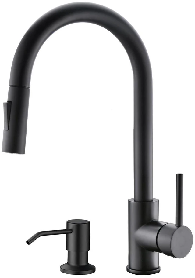Main image of Black Kitchen Faucet ,Including Soap Dispenser,2pcs Pull Down Sprayers | 2pcs Sprayers,1pc soap dispenser,cUPC cartridge,Extra Sprayer for future replace.stainless steel