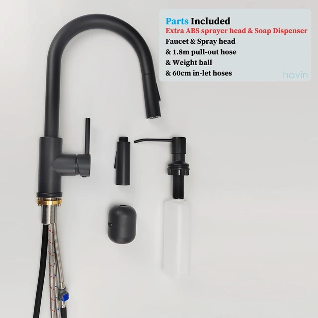 Alt view image 2 of 7 - Black Kitchen Faucet ,Including Soap Dispenser,2pcs Pull Down Sprayers | 2pcs Sprayers,1pc soap dispenser,cUPC cartridge,Extra Sprayer for future replace.stainless steel