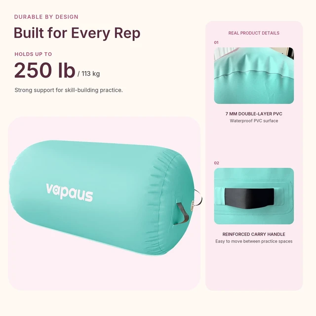 Alt view image 5 of 7 - Gymnastics Barrel Air Roller Tumbling Equipment Back Handspring Trainer Backflip Trainer Inflatable Tumbling Barrel Octagon for Backbend Walkover Cheer Tumble Track Home Gymnastics Equipment