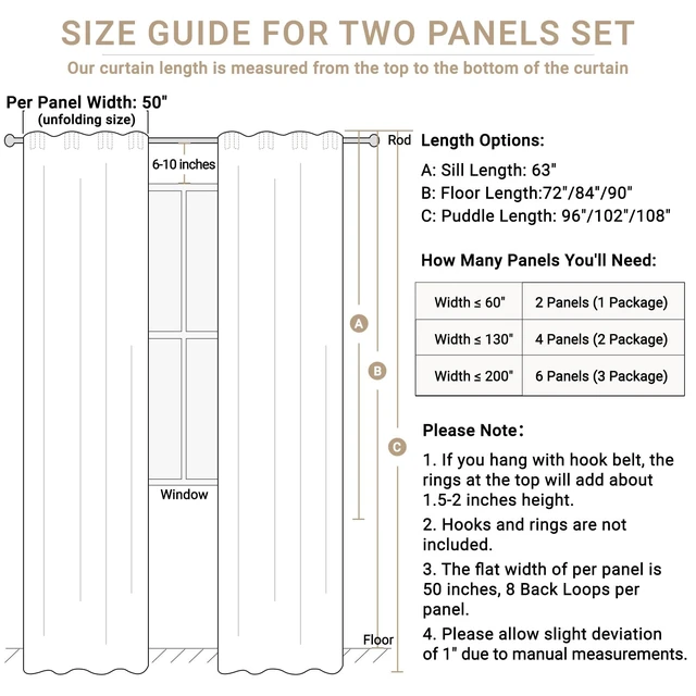 Alt view image 7 of 7 - Linen Total Blackout Curtains for Bedroom Living Room 108 Inch, Cream | Linen Textured Back Tab/Rod Pocket Drapes, Thermal Insulated Blackout Curtains 2 Panels Set 50"W x 108"L