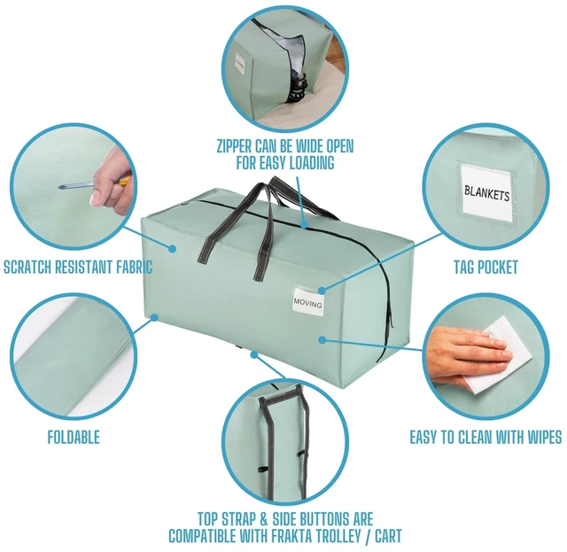 Alt view image 7 of 7 - 10 Pack Heavy Duty Moving Bags with Backpack Straps, Zippers & Handles, Extra Large Packing Bags for College Dorm Essentials, Moving Supplies Alternative to Cardboard Moving Boxes