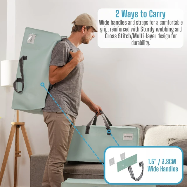 Alt view image 2 of 7 - 10 Pack Heavy Duty Moving Bags with Backpack Straps, Zippers & Handles, Extra Large Packing Bags for College Dorm Essentials, Moving Supplies Alternative to Cardboard Moving Boxes