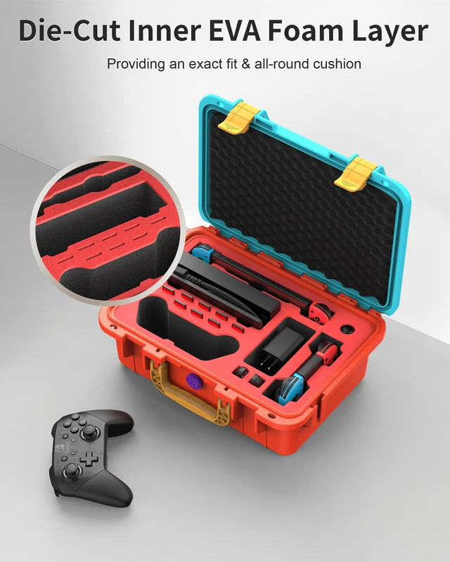 Alt view image 6 of 7 - Carrying Case for Nintendo Switch/Switch OLED, Professional Deluxe Waterproof Travel Bag Soft Lining Hard Case for Nintendo Switch OLED Model (2021) Console Pro Controller & Accessories
