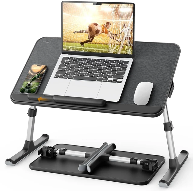 Main image of Non-Slip Leather Laptop Bed Tray Table,Lap Desk with Laptop Stopper | Portable Height & Angle Adjustable Laptop Stand with Foldable Legs, Notebook Stand Reading Desk for Sofa Couch