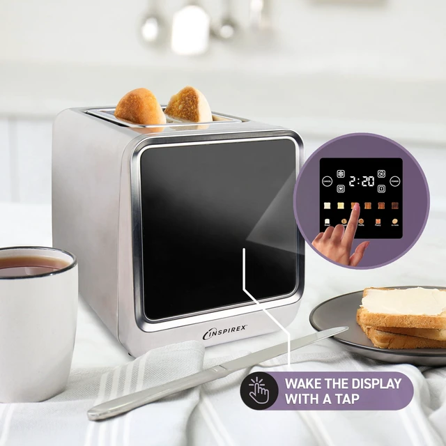 Alt view image 6 of 7 - Touch Screen Toaster - 2 Slice Extra-Wide Slots - 5 Bread Type and 6 Browning Levels - Defrost, Reheat, Favorite, Single Slot Settings - Stainless Steel