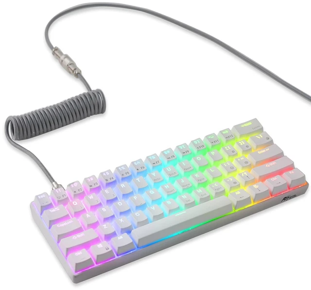 Main image of RK61 Wireless Mechanical Keyboard, 60% Percent RGB, White | 60% RGB Gaming Keyboard with Bluetooth/2.4GHz/Wired, Hot Swappable 61 Keys Ultra-Compact for Win/Mac/PC, Linear Red Switch