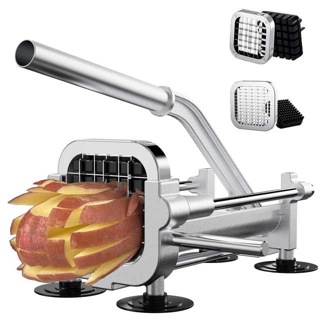 Main image of French Fry Cutter, Heavy Duty Potato Slicer, Stainless Steel Potato Chopper Set with 1/2 and 1/4 Inch Blades for Sweet Potato, Carrot, Yam, Cucumbers