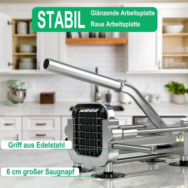 Alt view image 6 of 7 - French Fry Cutter, Heavy Duty Potato Slicer, Stainless Steel Potato Chopper Set with 1/2 and 1/4 Inch Blades for Sweet Potato, Carrot, Yam, Cucumbers