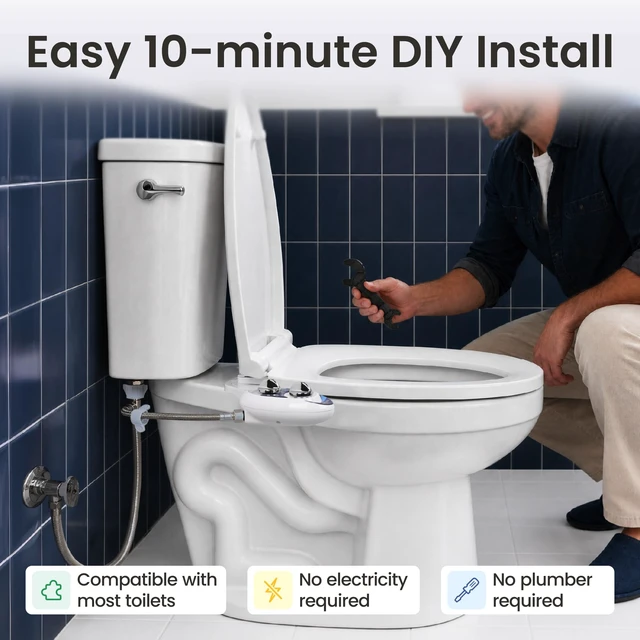Alt view image 5 of 7 - NEO 185 - Bidet Attachment for Toilet Seat, Blue | Non-Electric, Dual Nozzle, Self-Cleaning, Adjustable Water Pressure, Rear & Feminine Wash