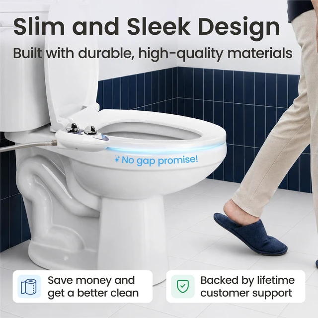 Alt view image 6 of 7 - NEO 185 - Bidet Attachment for Toilet Seat, Blue | Non-Electric, Dual Nozzle, Self-Cleaning, Adjustable Water Pressure, Rear & Feminine Wash