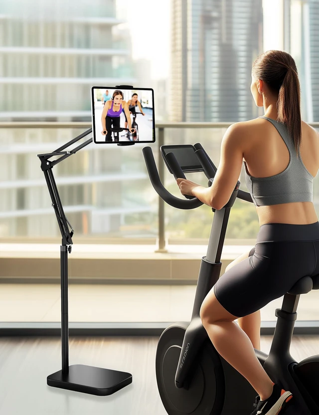 Alt view image 7 of 7 - Tablet Floor Stand with 11lb Stable Base - Adjustable Height Stretchable Arm Swivel Holder Mount, Compatible with iPad Pro Air Mini 12.9/9.7, Kindle, Galaxy Tab, Cell Phones (4.7''-13'')