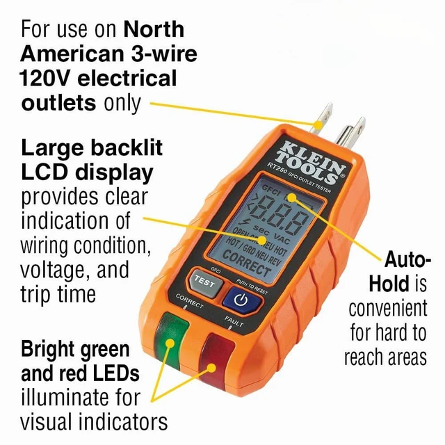 Alt view image 2 of 7 - 80041 Outlet Repair Tool Kit, 3-Piece | Electrical Receptical Tester, Non Contact Voltage Tester with Integrated Flashlight, and Wire Stripper