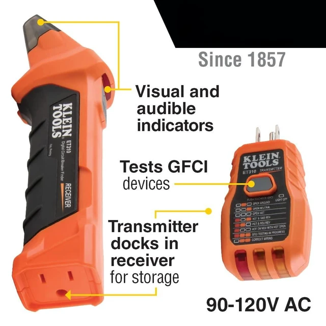 Alt view image 2 of 7 - ET310KIT AC Circuit Breaker Finder Kit | Electric Tester, GFCI Tester, Leads, Adapters and Case