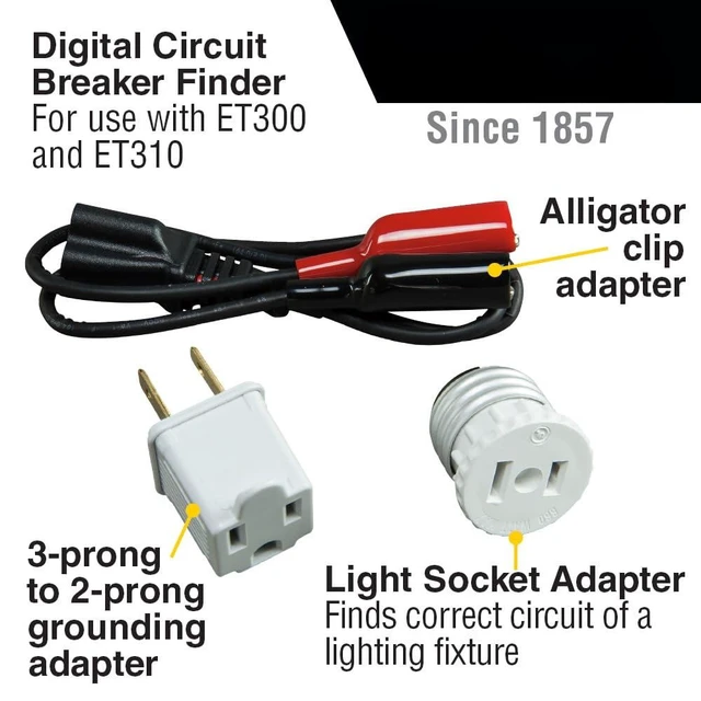 Alt view image 4 of 7 - ET310KIT AC Circuit Breaker Finder Kit | Electric Tester, GFCI Tester, Leads, Adapters and Case