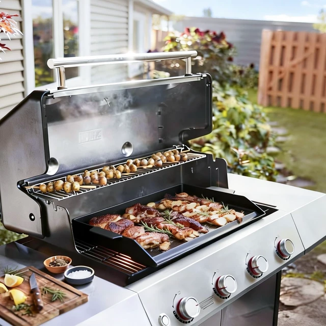 Alt view image 3 of 7 - Universal Cast Iron Griddle for Gas Grill with Spatula Set, 23" x 16" Pre-Seasoned Nonstick Griddle Insert Large BBQ Flat Top Plate for All Gas/Electric Grill, Stove Top and more