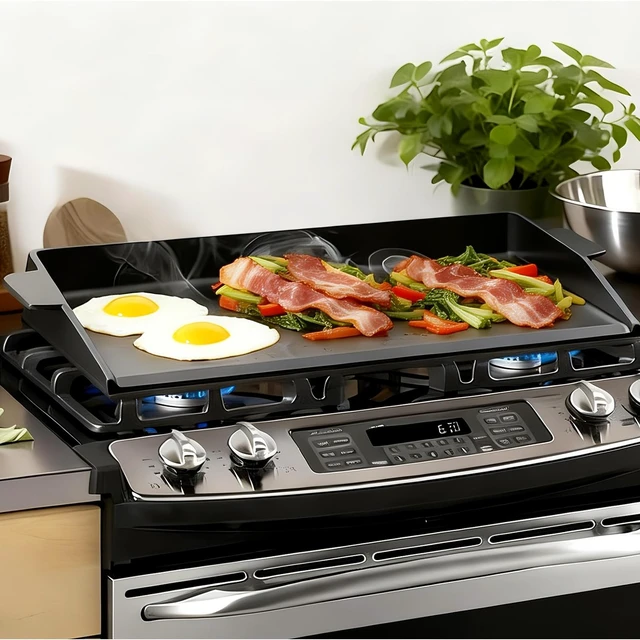 Alt view image 4 of 7 - Universal Cast Iron Griddle for Gas Grill with Spatula Set, 23" x 16" Pre-Seasoned Nonstick Griddle Insert Large BBQ Flat Top Plate for All Gas/Electric Grill, Stove Top and more