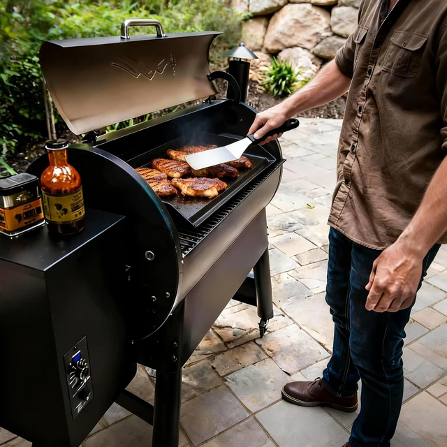Alt view image 5 of 7 - Universal Cast Iron Griddle for Gas Grill with Spatula Set, 23" x 16" Pre-Seasoned Nonstick Griddle Insert Large BBQ Flat Top Plate for All Gas/Electric Grill, Stove Top and more