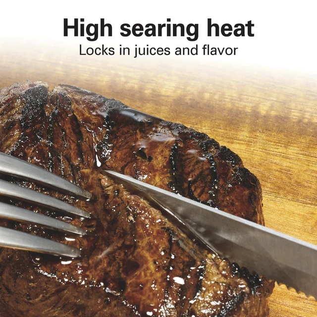 Alt view image 2 of 7 - Electric Indoor Searing Grill with Adjustable Temperature Control to 450F, 118 sq. in. Surface Serves 6, PFAS-Free Removable Nonstick Grate, Stainless Steel (25360)