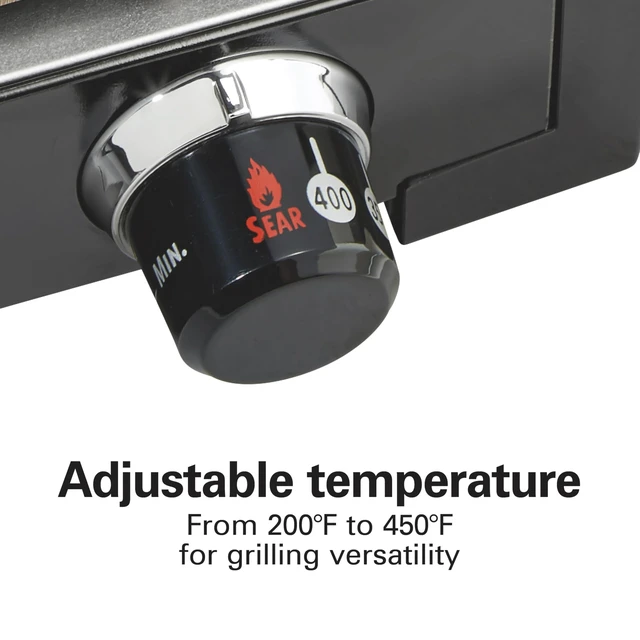 Alt view image 5 of 7 - Electric Indoor Searing Grill with Adjustable Temperature Control to 450F, 118 sq. in. Surface Serves 6, PFAS-Free Removable Nonstick Grate, Stainless Steel (25360)