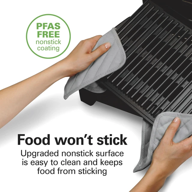Alt view image 4 of 7 - Electric Indoor Searing Grill with Adjustable Temperature Control to 450F, 118 sq. in. Surface Serves 6, PFAS-Free Removable Nonstick Grate, Stainless Steel (25360)