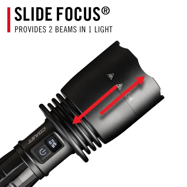 Alt view image 7 of 7 - XP80R 15000 Lumen Rechargeable LED Flashlight with POWERiQ Real-TIME Display, 5 Light Modes, Ultra View Flood Beam, Push/Pull Focus, 12.2" Long, 2.18 lbs.
