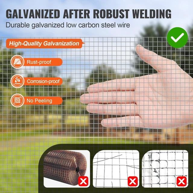 Alt view image 3 of 7 - Hardware Cloth, 1/4 inch 48in x 100 ft 23 Gauge, Hot Dipped Galvanized Wire Mesh Roll, Chicken Wire Fencing, Wire Mesh for Rabbit Cages, Garden, Small Rodents