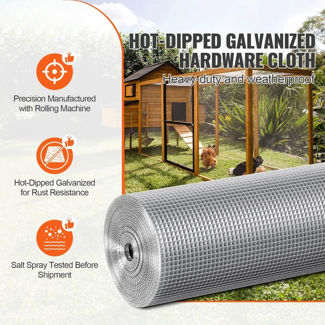 Alt view image 2 of 7 - Hardware Cloth, 1/4 inch 48in x 100 ft 23 Gauge, Hot Dipped Galvanized Wire Mesh Roll, Chicken Wire Fencing, Wire Mesh for Rabbit Cages, Garden, Small Rodents