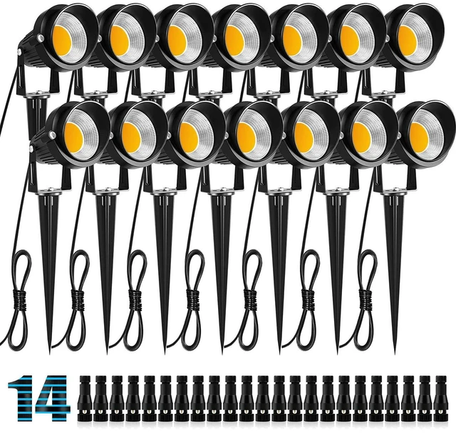 Main image of 10W Low Voltage Landscape Lights LED Landscape Lighting with Connectors, 12V Outdoor Spotlights Yard Garden Pathway Lights, 1000LM Waterproof Warm White Light (14 Pack)