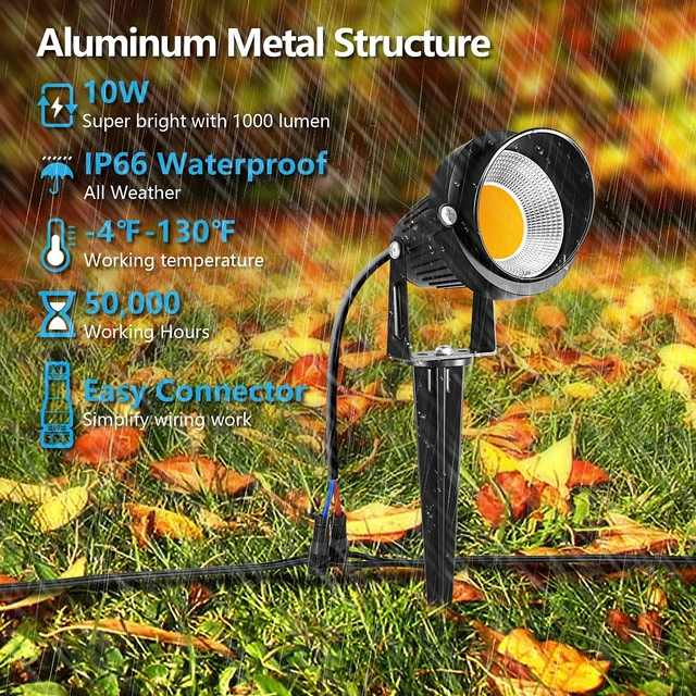 Alt view image 2 of 7 - 10W Low Voltage Landscape Lights LED Landscape Lighting with Connectors, 12V Outdoor Spotlights Yard Garden Pathway Lights, 1000LM Waterproof Warm White Light (14 Pack)