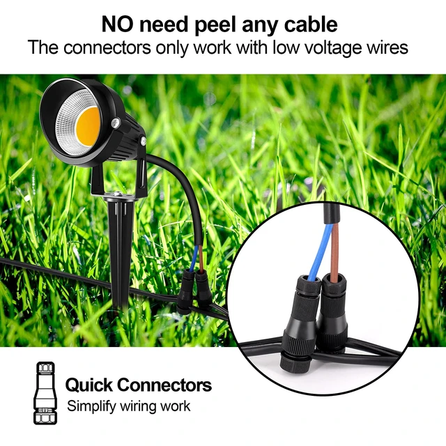 Alt view image 4 of 7 - 10W Low Voltage Landscape Lights LED Landscape Lighting with Connectors, 12V Outdoor Spotlights Yard Garden Pathway Lights, 1000LM Waterproof Warm White Light (14 Pack)